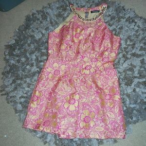 Naranka Jeweled Pink/Tan Romper Sz. M